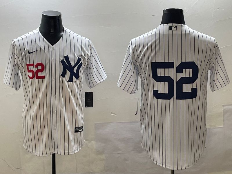 Men New York Yankees 52 No Name White Stripe Game 2025 Nike MLB Jersey style 1